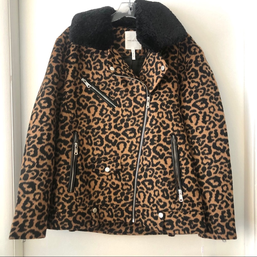 Avec Les Filles Leopard Print Wool Jacket NWT - Picture 5 of 10